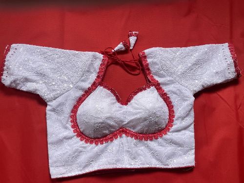 White Sequin Embroidered Blouse XL Party Wear, Wedding Wear