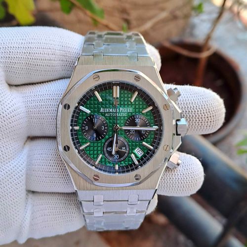 Audemars Piguet Royal Oak Chronograph Full Silver Green Dial Watch