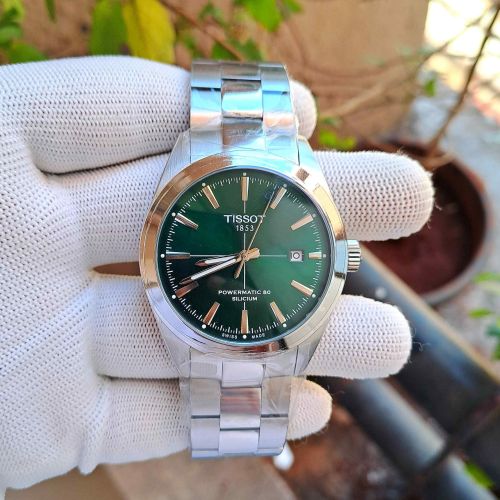 Tissot Gentleman Powermatic 80 Silicium Steel Green Dial Watch