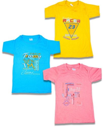 Cotton Polyester Girls Printed Round Neck T-Shirts
