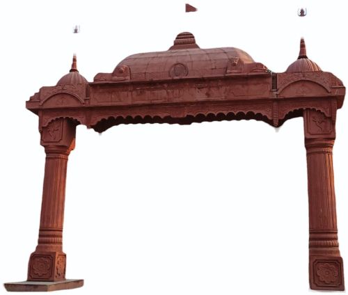Natural Matte White Dome Crown Pillared Sandstone Gate