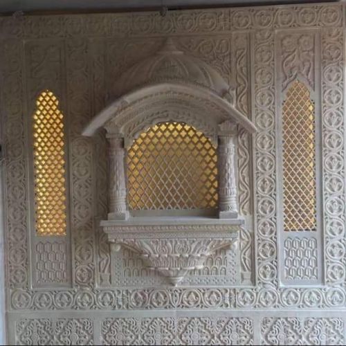 Sandstone Or Marble Triple Arch Carved Stone Jharokha