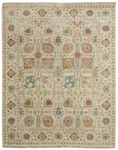 Printed Smooth Wool Viraaj Traditional Hand Knotted Beige Carpet