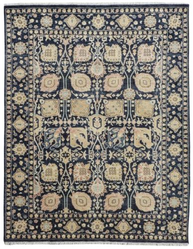 Printed Smooth Wool Viraaj Traditional Hand Knotted Blue Carpet