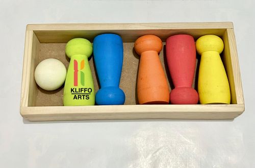 Coloured Kliffo Arts Wooden Bowling Set for Playing, Size : Shape