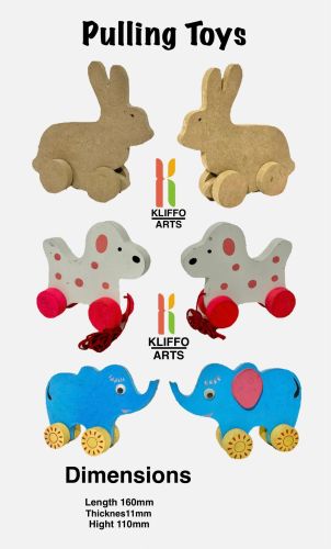 Paint Coated MDF Wooden Pulling Toys, Color : Multicolor 6 Inches