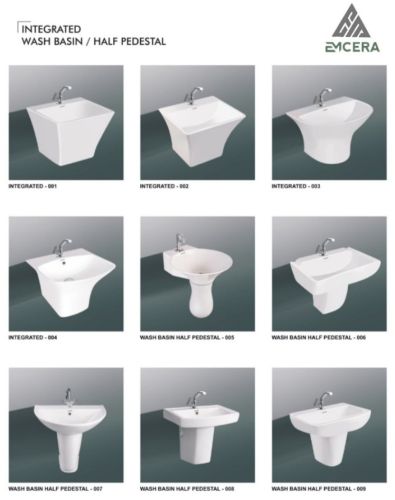 Ceramic Half Pedestal Wash Basin Standard Size