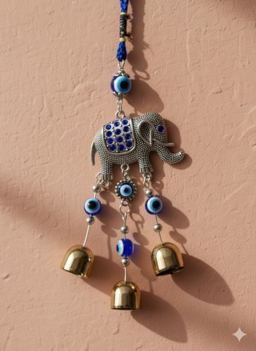 Polished Metal Plain Elephant Figurine Wall Hanging Wind Chime