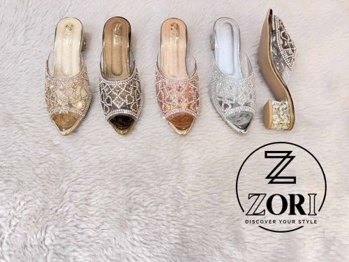 Metallic Party Ladies Heel Sandal, Brand Name : Zori