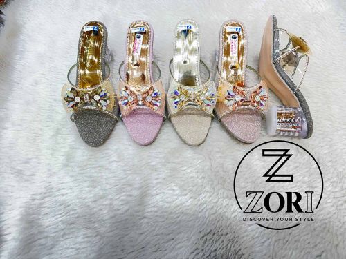 Synthetic Party Wear Stiletto Heel Sandal, Brand Name : Zori