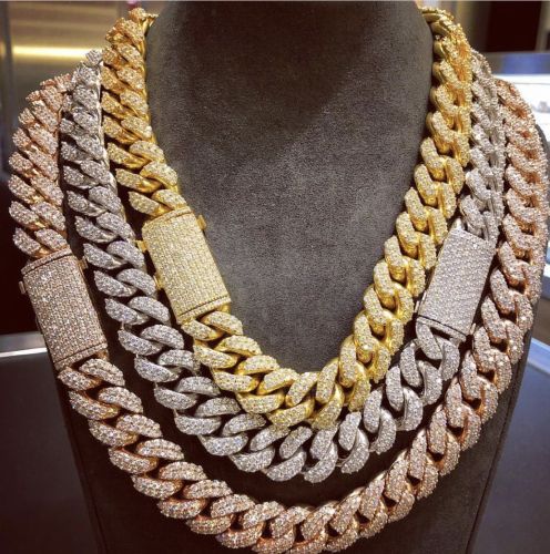 Gold Moissanite Diamond Cuban Chain