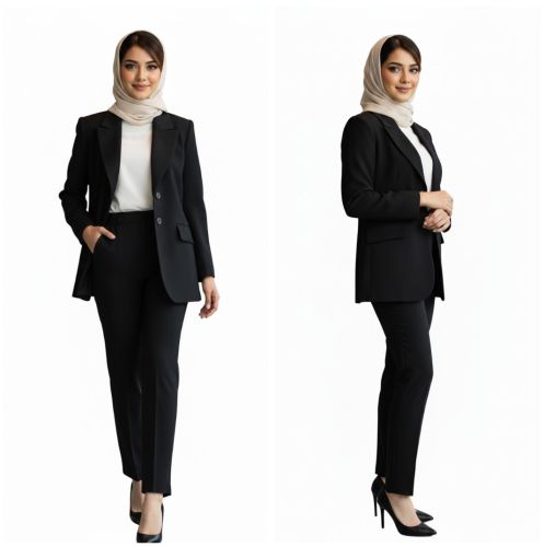Ladies Plain Black Cotton Coat Pant