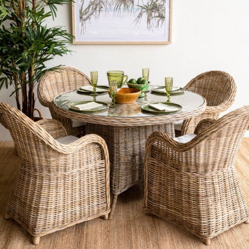 Plain Dining Rattan Table, Color : Brown for Hotel, Home, Garden
