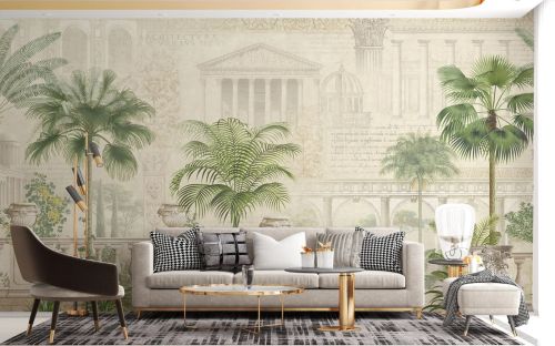Printed Wallpaper Mural, Color : Creamy Antique
