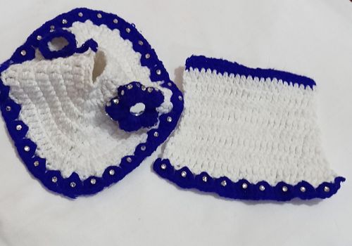 Plain Laddu Gopal Winter Dress, Color : White Blue For Temple