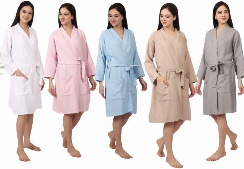 Plain Ladies Waffle Bathrobe Standard, Brand Name : Feather Drape