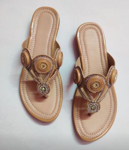Plain Women Sandal Vs PR, Color : Brown Modern, Sole Material : PU