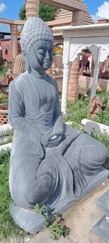 Polished Black Stone Buddha Statue 42 Inch