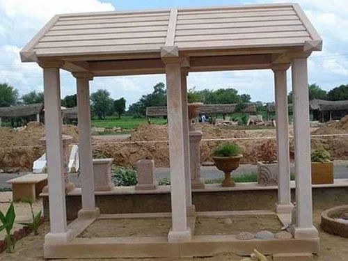 Pink Sand Stone Pergola, Design : Carving for Garden