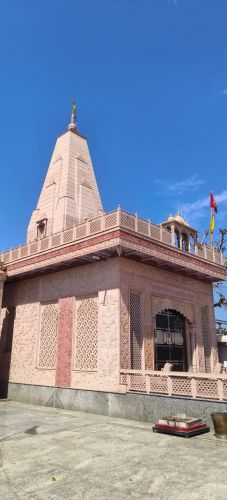 Smooth Pink Sandstone Luxury Carved Temple for Home Decor