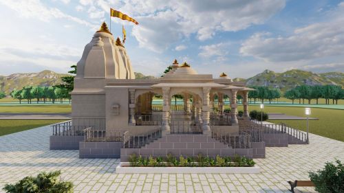 Pink Sandstone Ornamental Religious Temple