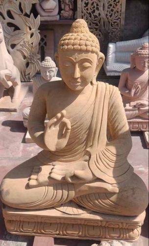 Polished Pink Stone Buddha Statue, Color : Brown 36 Inch