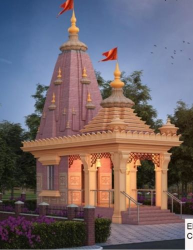 Smooth Red Sandstone Hand Carved Mandir Temple Traditional