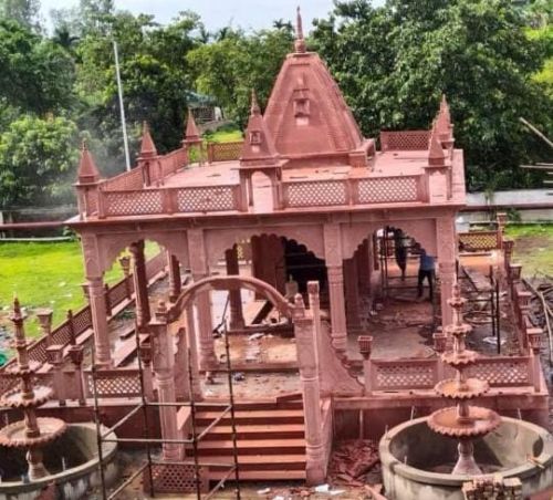 Red Sandstone Ornamental Hindu Temple for Used Worship