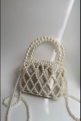 Plain Pearl Potli Bag, Color : White