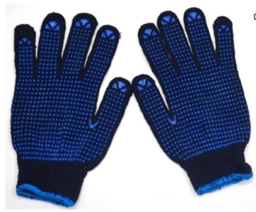 Dotted Cotton Hand Gloves, Color : Blue, Finger Type : Full Fingered