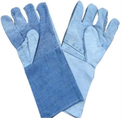 Plain Denim Jeans Hand Gloves, Color : Blue for Construction, Riding