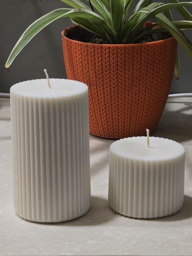 Plain Polished Pillar Candles, Color : White