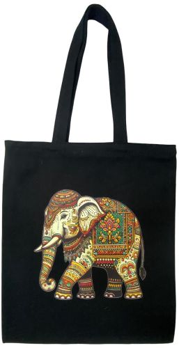 Printed Canvas Tote Bags, Color : Black