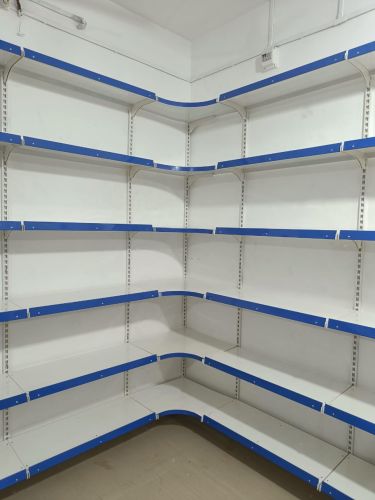 Metal Display Corner Rack, Shape : Rectangular 5 Shelves