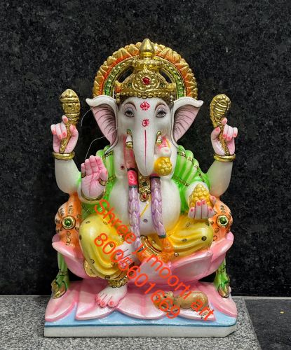Ganesha Marble Statue, Color : Colorful for Home Decor, Worship