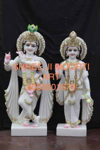 Handmade Marble Radha Krishna Statue, Color : Multicolor for Home Decor