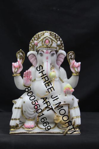 Lord Ganesha Marble Statue, Technique : Carved for Worship