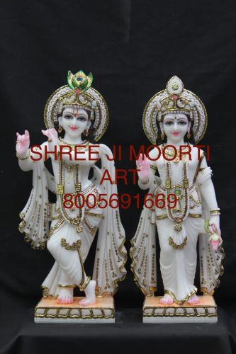 Carved Marble Lord Radha Krishna Ji Statue