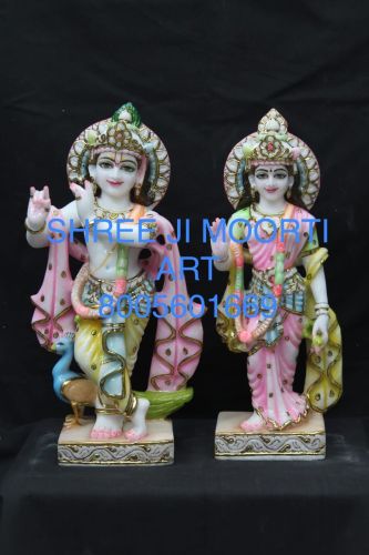 Carved Marble Radha Krishna Ji Statue, Packaging Type : Thermocol Box