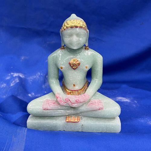 Carved Polished Handmade Marble Jain Mahaveer Statue Standard