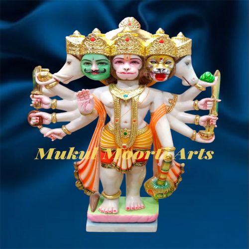 Panchmukhi Marble Hanuman Statue, Color : Multicolor Standard