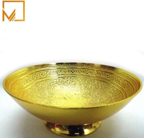 Golden Brass Bowl with Decorative Base for Gifting & Events