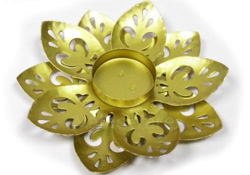 Plain Polished Brass Premium Golden Metal Tea Light Holder