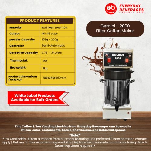 Automatic Gemini 2000 Coffee Maker, Color : Silver