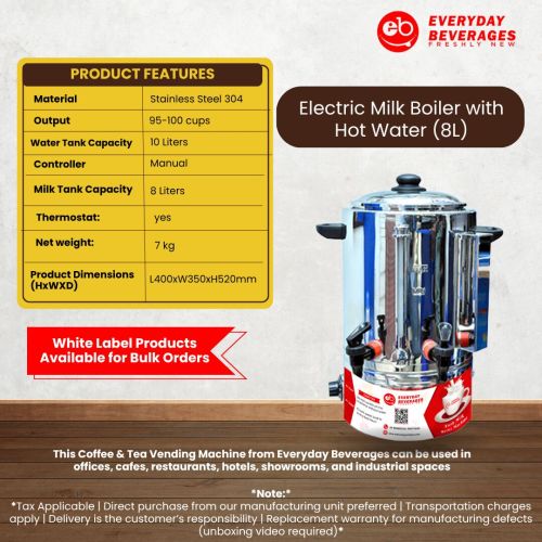 Electric Milk Boiler with Hot Water 8L