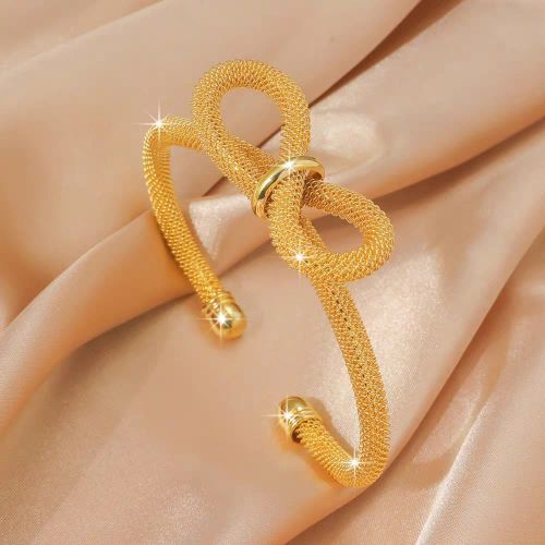 Brass Bow Mesh Cuff Bracelet Formal, Ethnic, Designer Wear