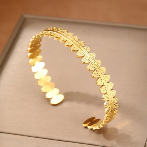 Polished Molten Texture Brass Ripple Edge Cuff Bracelet