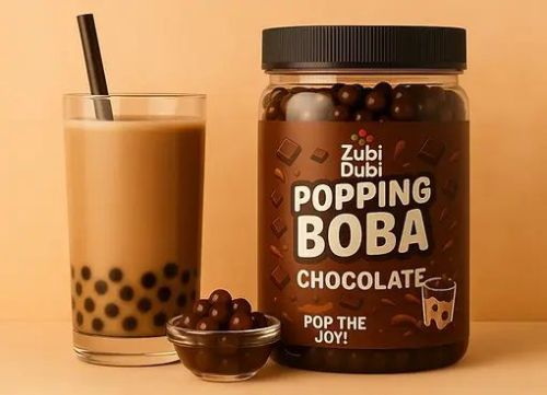Chocolate Boba Pearls, Brand Name : Zubi Dubi, Taste : Sweet
