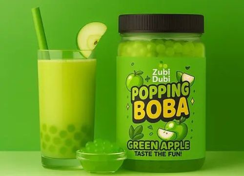 Green Apple Boba Pearls, Brand Name : Zubi Dubi