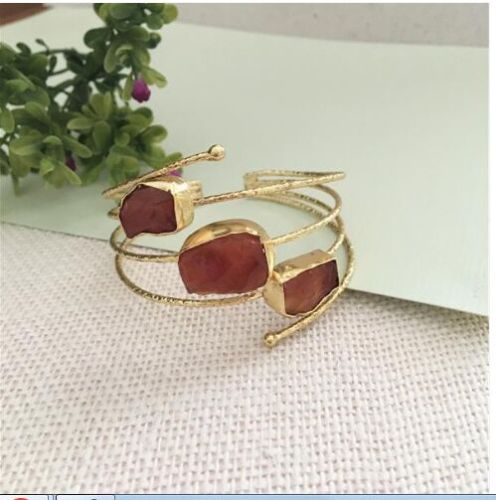 Natural Raw Stone Cuff Bracelet Free Size for Jwellery